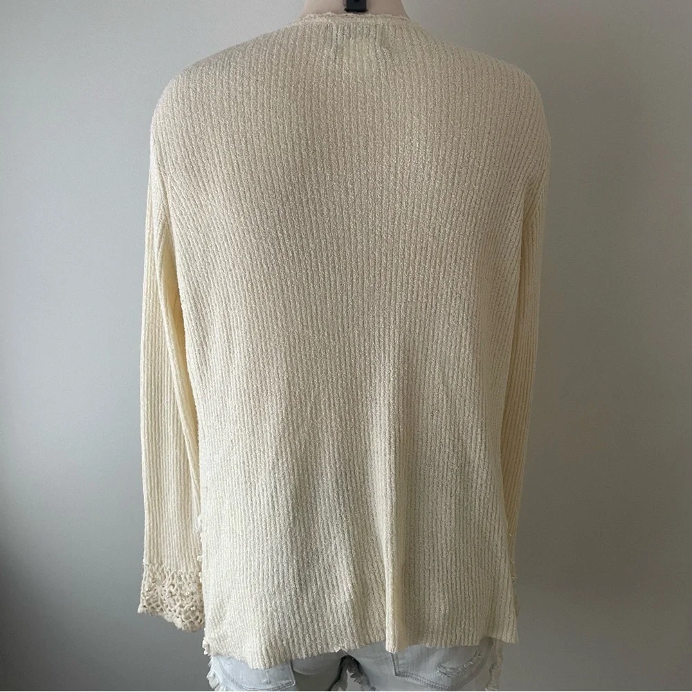Vintage April Cornell Open Embellished Beaded Faux Pearl Knit Cardigan Granny - Picture 2 of 10
